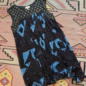 Women's 12 Anthropologie Sleeveless Beaded Flowy Dress